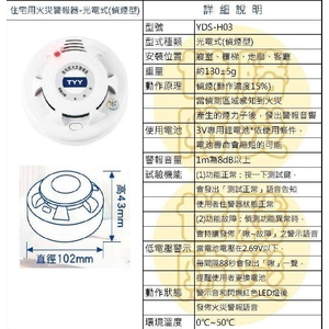 住宅用偵煙型光電式火災警報器,世勝防災設備工程有限公司