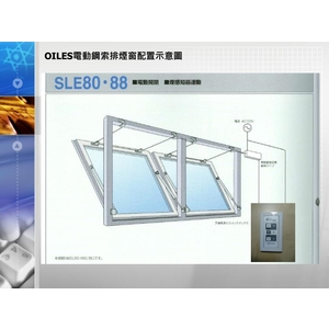 OILES電動鋼索排煙窗配置示意圖 , 禾風企業有限公司