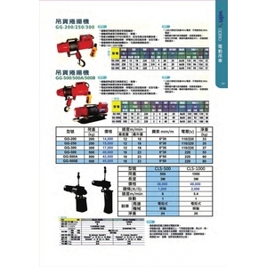 基業牌 一般型 吊貨捲揚機 與 舞台吊車,盈新五金開發有限公司