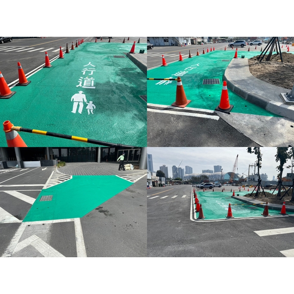 人行道－冷塑型彩色止滑道路塗料-綠底-鈺晟科技有限公司