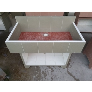 水泥石材洗衣檯(綠色石英磁磚),廣昇安企業社